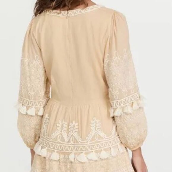 Roller Rabbit Woman’s Indera Naema Embroidered Dress. Cream/Tan. Size XS. - Picture 3 of 11